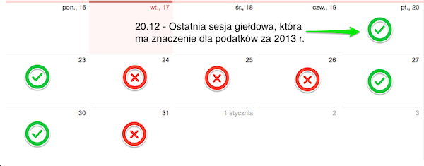 Kalendarz giełdowy na koniec 2013 roku Kalendarz giełdowy na koniec 2013 roku