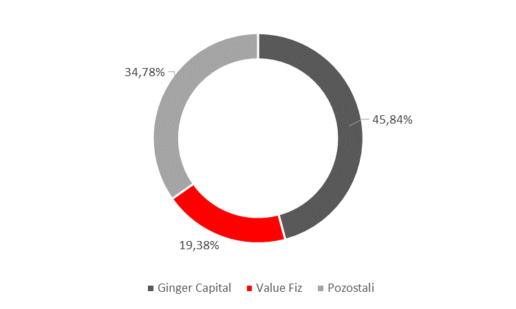 Ginger Capital: 45,84%; Value Fiz: 19,38%; Pozostali: 34,78%